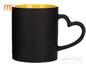 لیوان جادویی دسته قلبی داخل زرد