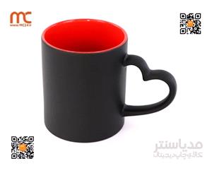 لیوان جادویی دسته قلبی داخل نارنجی