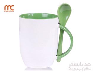 لیوان دسته و داخل سبز قاشق دار